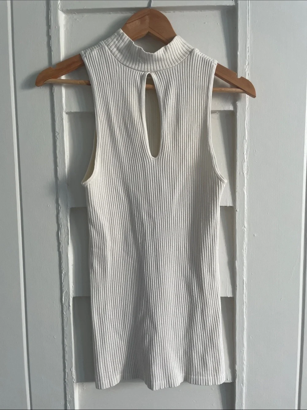 Free People Ribbed Mock Neck Tank - Cream